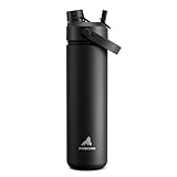 POWCAN 26 oz Insulated Water Bottle with 2-in-1 Straw...