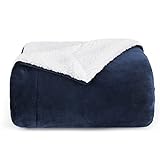 Bedsure Sherpa Fleece Throw Blanket for Couch - Navy...