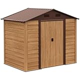DCOT 7.7' X 6.4' Metal Outdoor Storage Shed with Double Doors and Four Ventilation for Patio Furniture, Brown